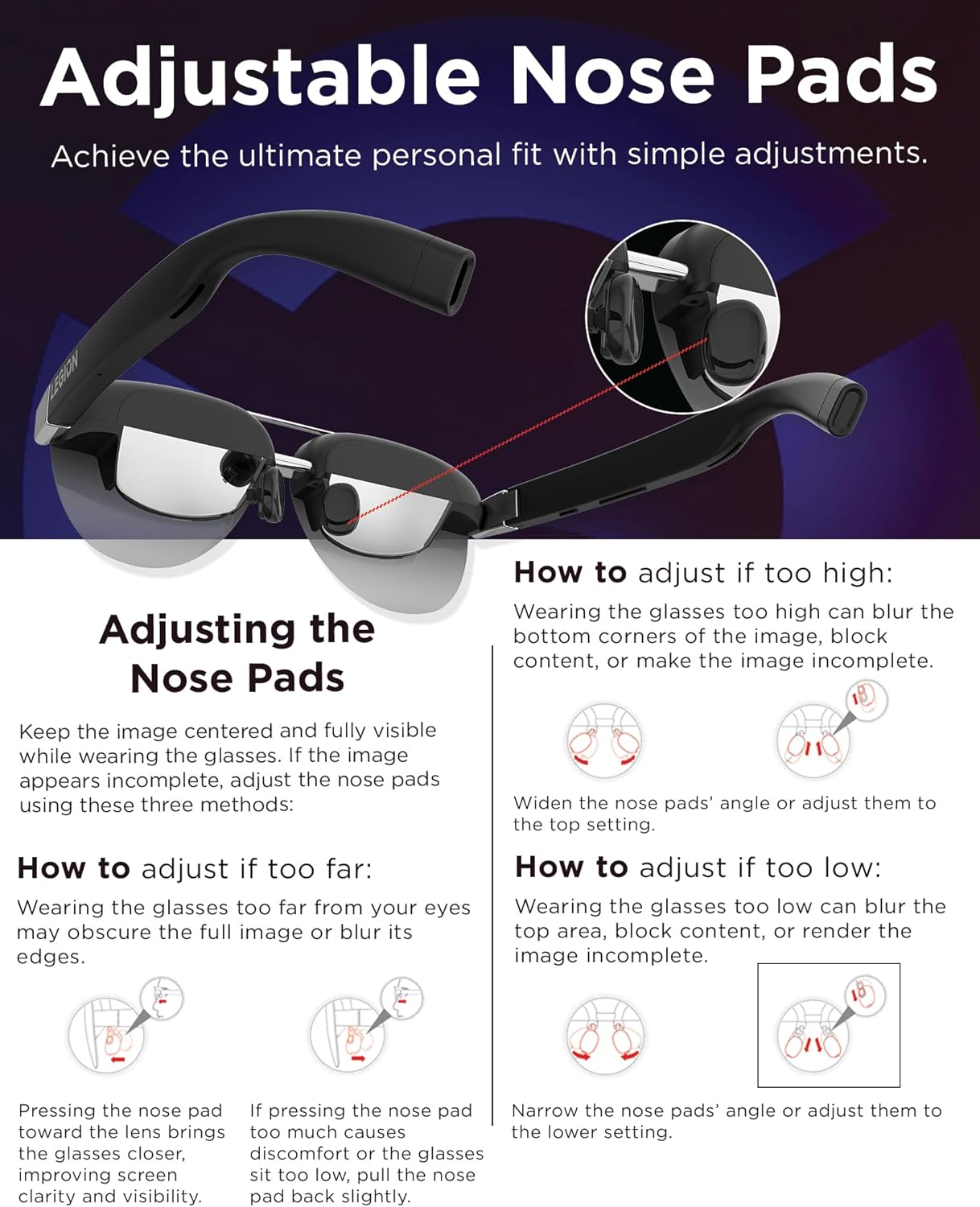 Lenovo Legion AR Smart Glasses AAC-482Y Support 2D/3D Enhanced Gaming Experience Universal Display For PC/Mobile Phone/Tablet/Handheld Game Console Portable AR Smart Glasses Black